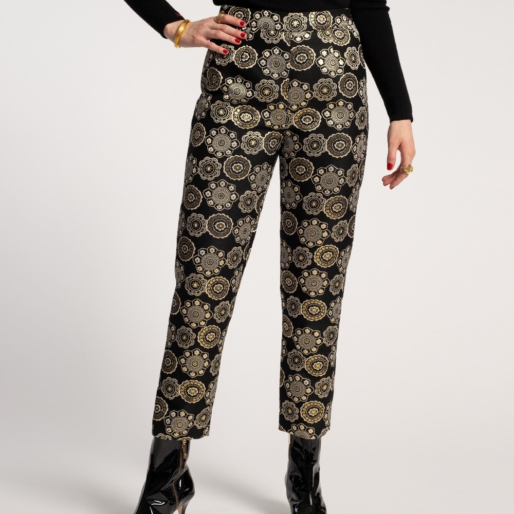 Frances Valentine Lucy Pant Floral Metallic Jacquard